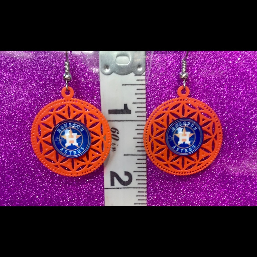 Small Medallion Orange Houston Astros Earrings